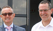 Kevin O’Carroll (left) and Adrian Buddingh outside the new SMC headquarters in Midrand. 